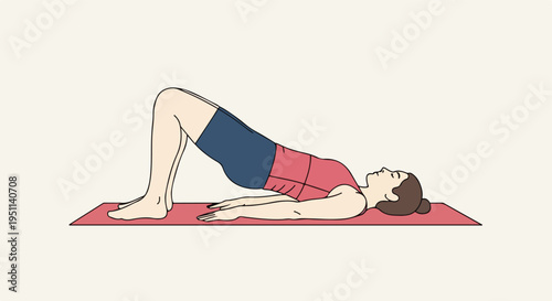 Person performing a bridge pose on a yoga mat, side view