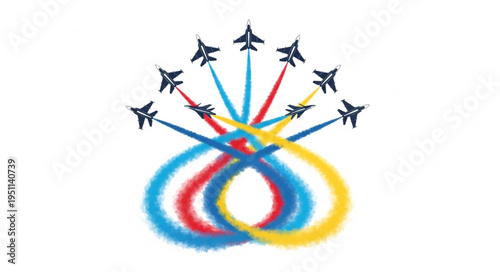 Airplanes Fly in Formation Aerial.