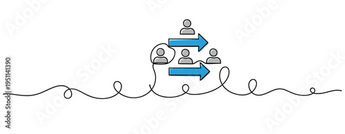 Group icons with arrows indicating movement and direction on line drawing. no editable strokes