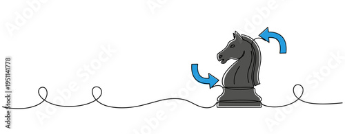 Black knight chess piece rotating on minimal white background. no editable strokes