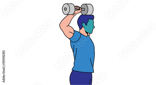 Side profile of a person in athletic wear performing an overhead dumbbell press