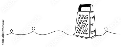 Box grater standing upright on white background with line art. no editable strokes