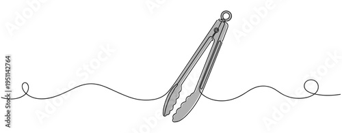 Metal tongs suspended in midair over continuous line backdrop. no editable strokes