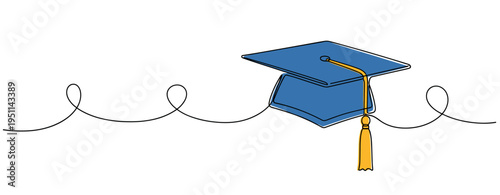 Graduation cap with tassel resting on white background. no editable strokes