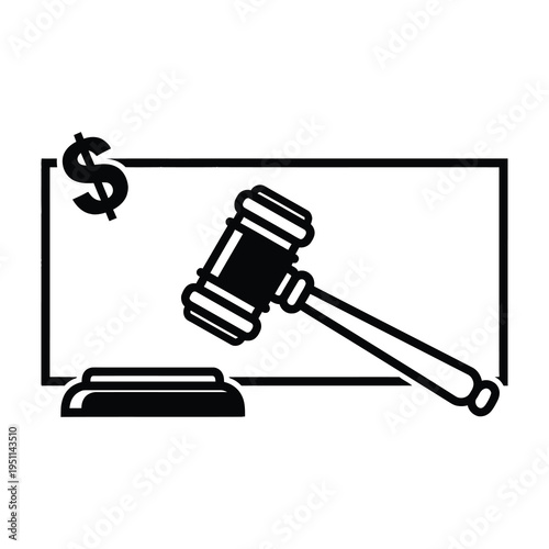 Justice gavel resting on a wooden block with a dollar symbol in the background symbolizing legal and financial concepts