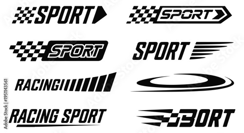 Racing stripe graphics with checkered patterns, red, blue, and black motorsport decals, speed line elements