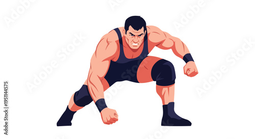 An illustration of a muscular cartoon man in a wrestling stance.