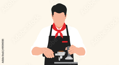 Barista using a tamper to press coffee grounds in a portafilter