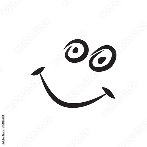 Smile and eyes doodle hand drawn icon outline drawing happy smile and eyes line clipart symbol