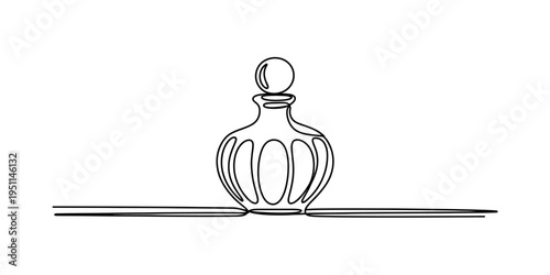 Luxury Perfume Fragrance Bottle Minimalist One Line Art Drawing Design