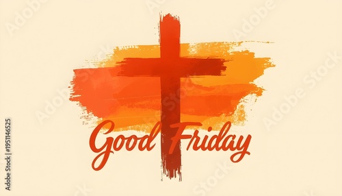 Good friday concept with cross and text on orange background symbolizing christianity and holy week