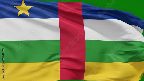 Central African Republic flag waving on green screen background, patriotism and symbol animation,