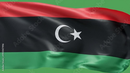 Libya flag waving on green screen background perfect for your patriotic projects