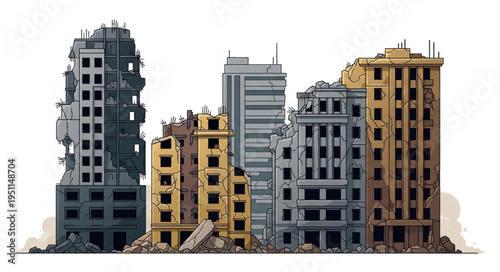 City Buildings Made of Blocks.