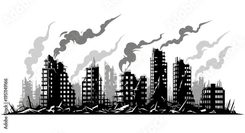 City Skyline After Dark Disaster.