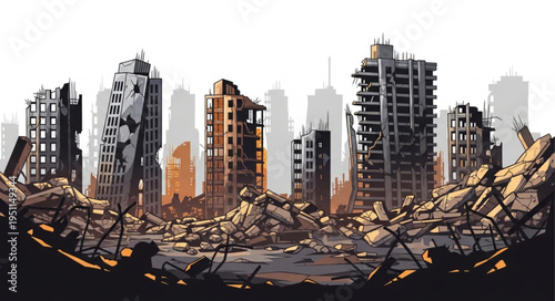City Skyline After Disaster.