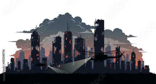 City Skyline at Sunset Silhouette.