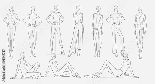 Fashion Croquis Template Set for Apparel Design and Illustration