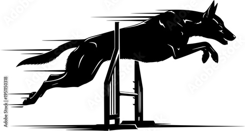 Dog Jumping Over Agility Hurdle Silhouette Vector