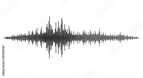 Sound Waveform Graphic - Audio Signal Amplitude on White Background