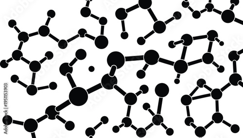 Black and white molecular structure molecule atoms bonds chemical
