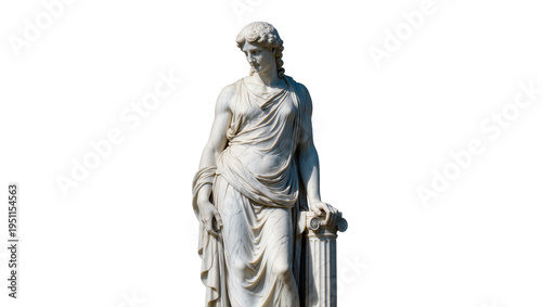 Valokuva Elegant classical marble statue of a draped female figure, isolated, leaning on