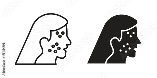 Acne icon line drawing. Minimalist style icons