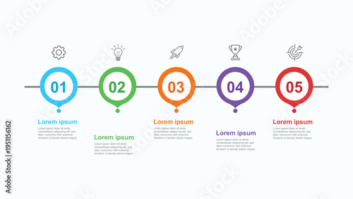 Editable infographic with five numbered steps, ideal for process or business strategy presentations