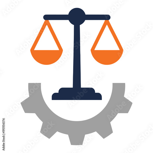 Scales Of Justice Over Gear Vector Icon