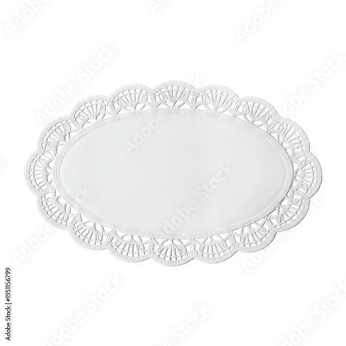 Cuadro en lienzo An oval shaped white paper doily with intricate lace-like scalloped edges and a