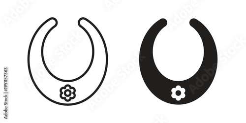 Baby bib icon line drawing. Minimalist style icons