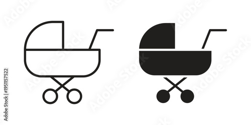 Baby carriage icon line drawing. Minimalist style icons
