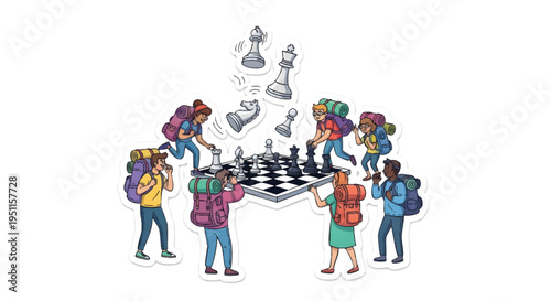 students thinking strategy chess teamwork education concept