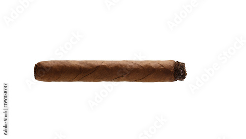 Obraz na płótnie Premium hand-rolled tobacco cigar, dark brown and unlit, presented horizontally,