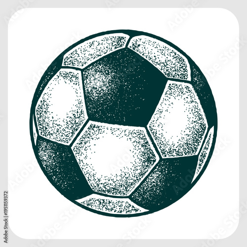 Professional Teal Soccer Ball Graphic with Meticulous Dotwork Pattern for Modern Sport Branding.