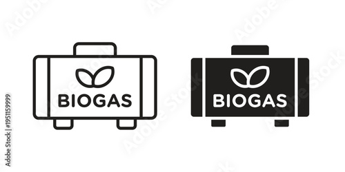 Biogas icon line drawing. Minimalist style icons