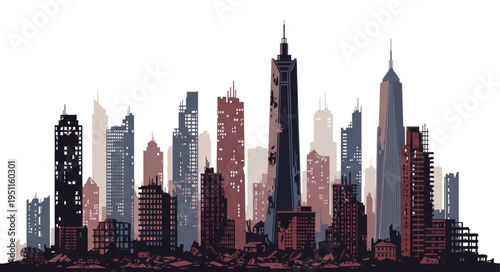 City Skyline Urban Landscape Buildings.