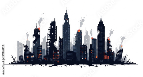 City Skyline Urban Landscape Illustration.