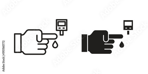 Blood sugar test icon line drawing. Minimalist style icons