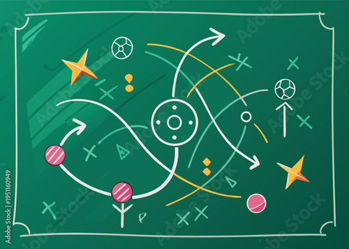 Soccer strategy and football game tactic illustration