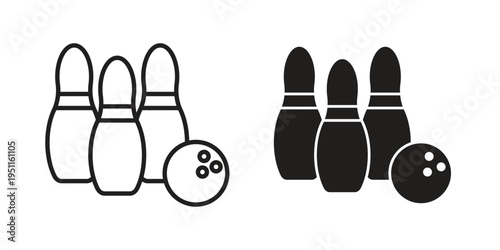 Bowling icon line drawing. Minimalist style icons