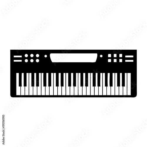 digital piano icon silhouette illustration for music, instrument, and electronic performance design