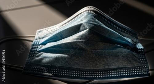 Close-Up of Surgical Face Mask on Dark Background with Natural Light