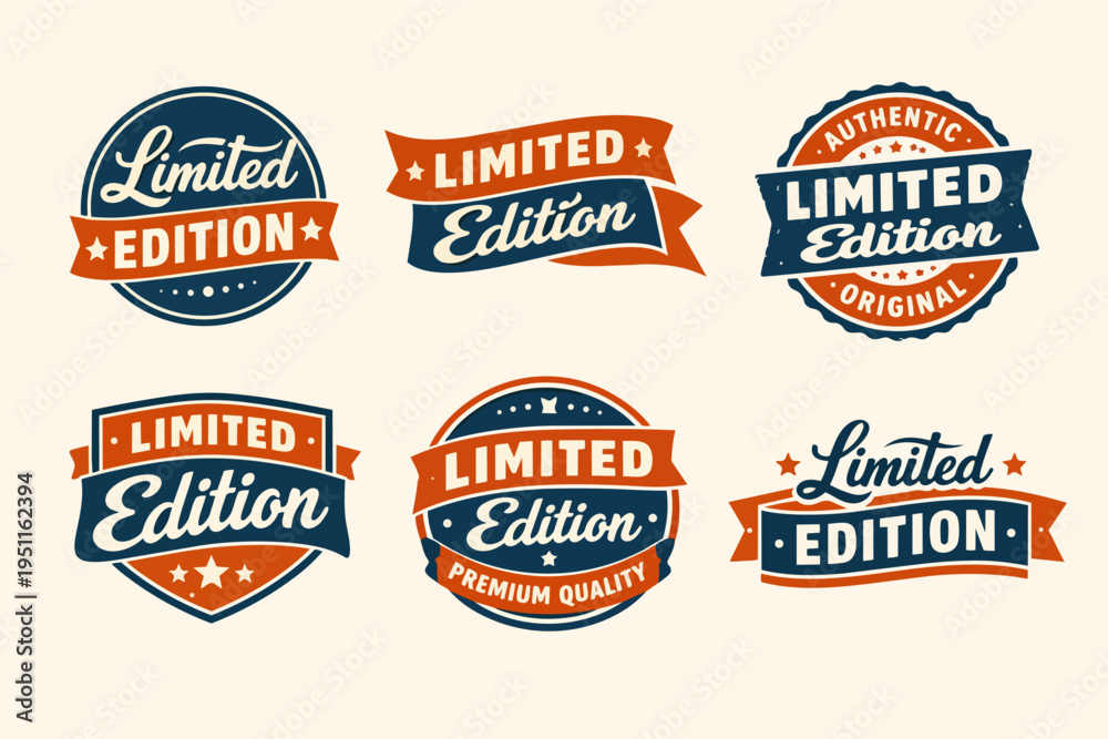 Obraz premium Assortment of limited edition badges and stamps, signifying premium quality