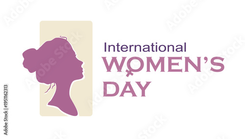 Happy International Women's Day with a woman silhouette. Vector illustration.