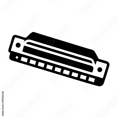 harmonica icon silhouette illustration for music, instrument, and blues performance design