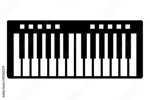 piano silhouette illustration for music, instrument, and classical performance design