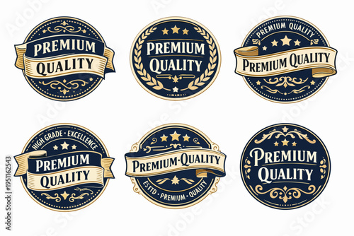 Six distinct premium quality labels, ideal for certifying product excellence or services