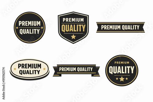 Premium quality badges and labels set providing certification and best product guarantee
