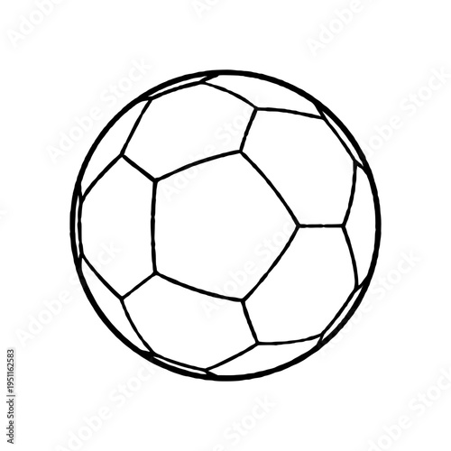 High Quality Soccer Ball Line Drawing Featuring Traditional Football Panels for Diverse Creative Projects.